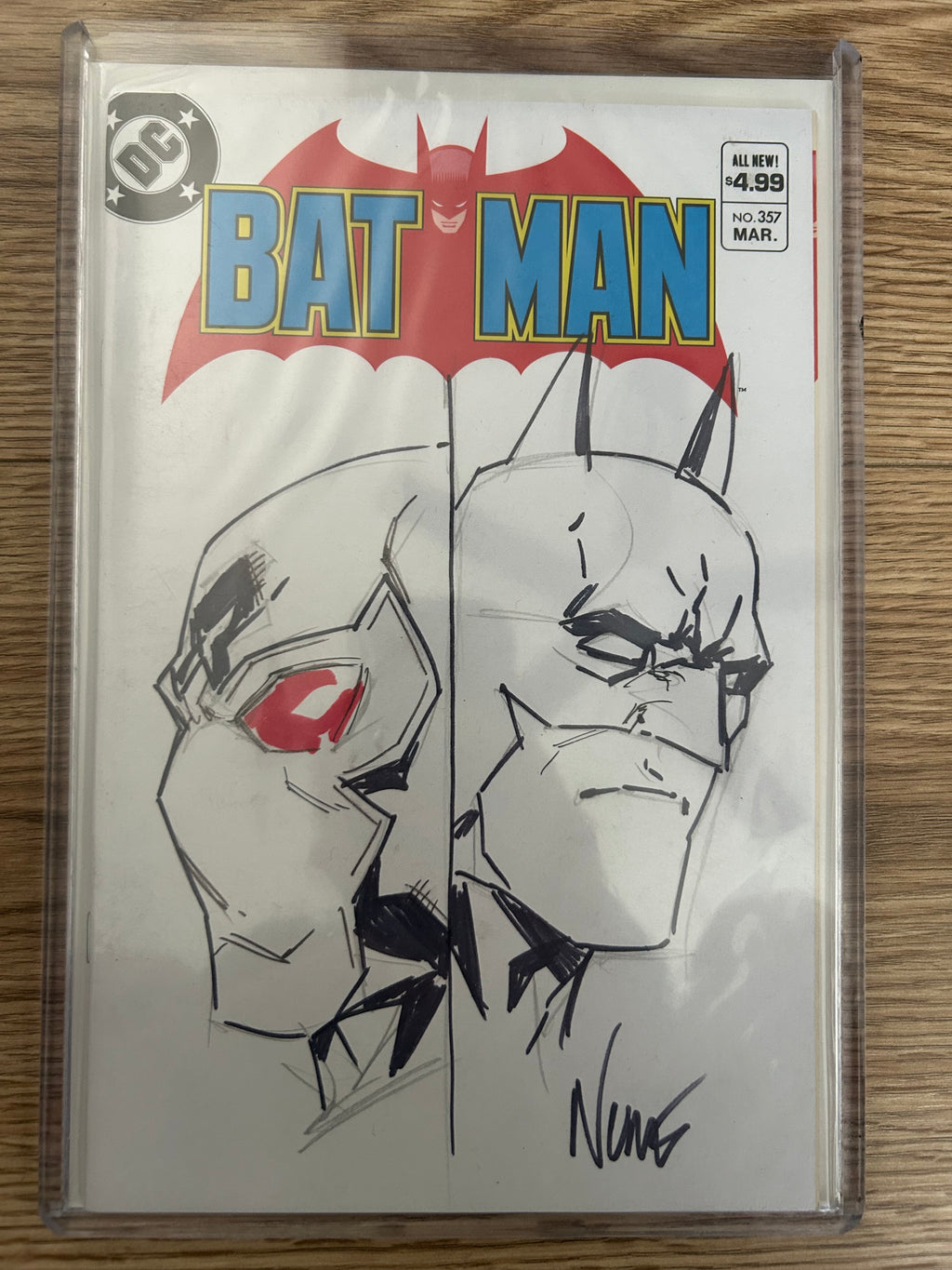 DC Comics Batman #357 w/ Original Sketch by Eddie Nunez - Signed with COA