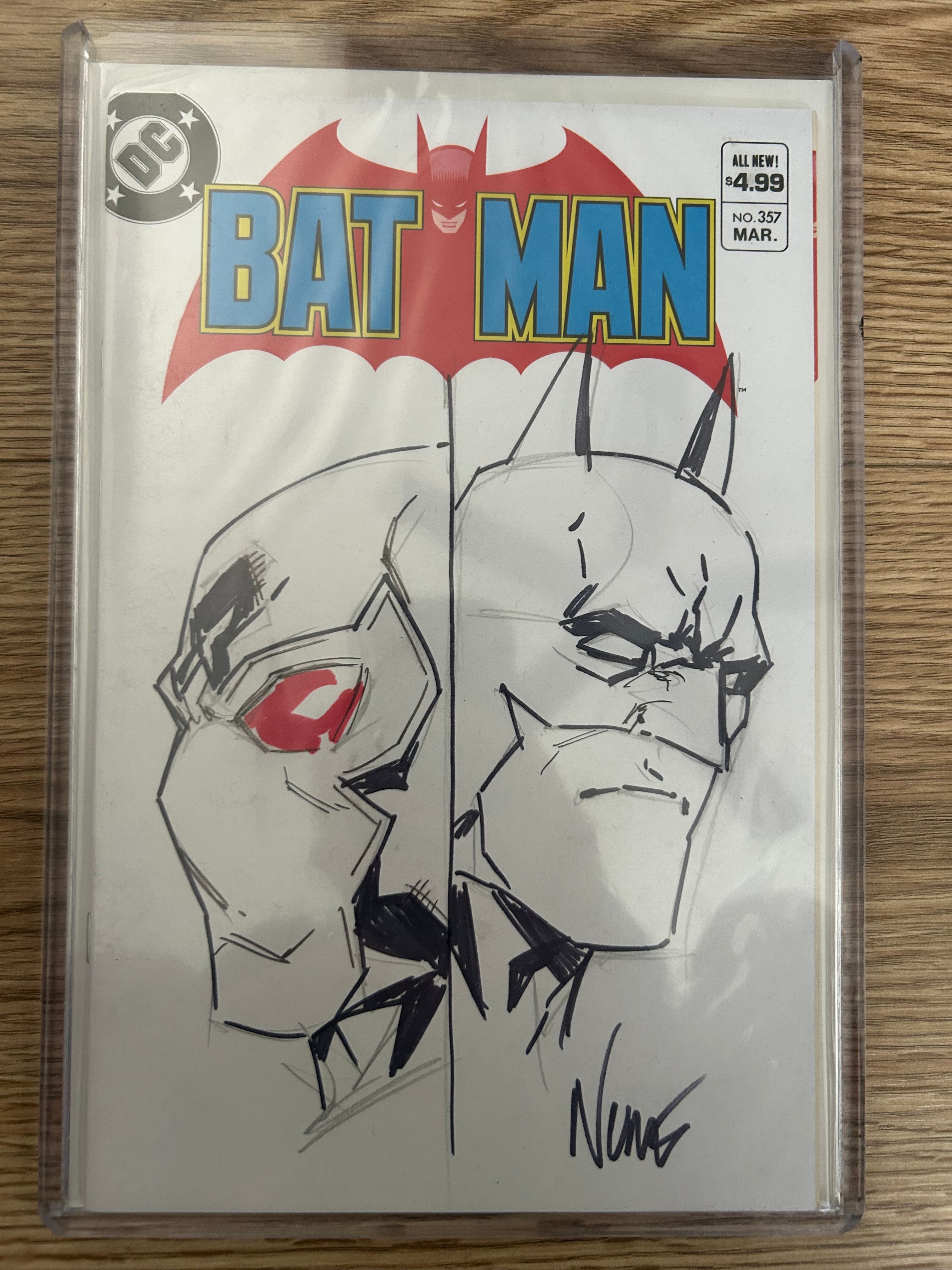 DC Comics Batman #357 w/ Original Sketch by Eddie Nunez - Signed with COA