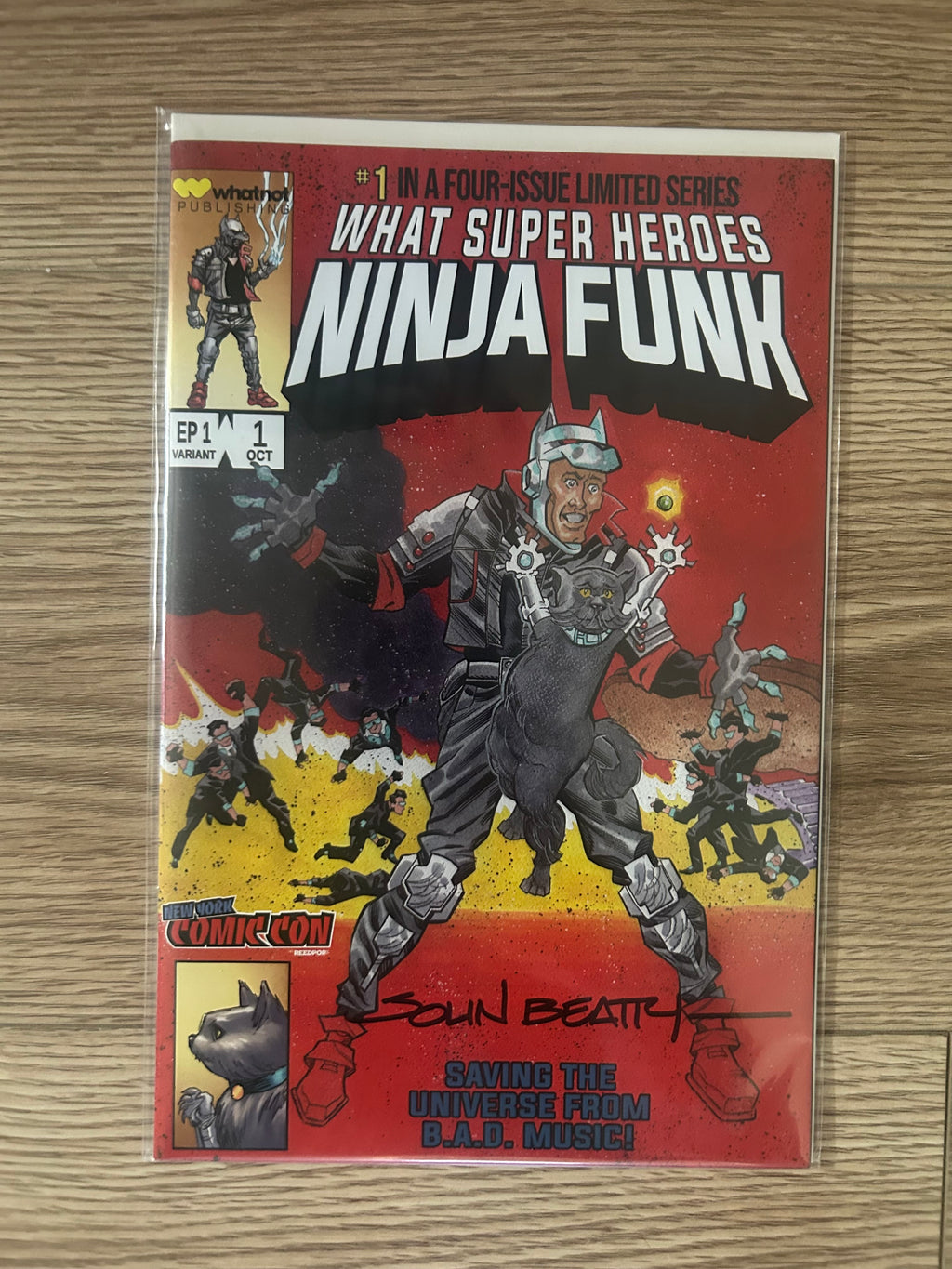 Whatnot Publishing What Super Heroes Ninja Funk #1 Secret Wars Homage Variant by John Beatty Signed w/ COA
