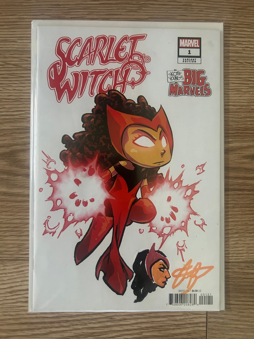 Marvel Comics Scarlet Witch #1 Skottie Young's Big Marvels Variant. Signed and Remarqued by Aaron Bartling w/ COA